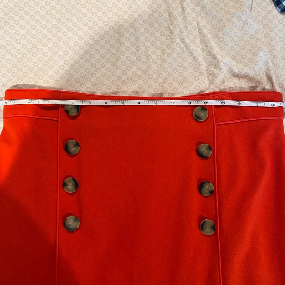 Ann Taylor Bright Orange Double-Button Pencil Skirt - Picture 6 of 8